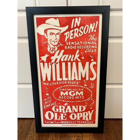 Hatch Show Print Other - Hatch Show Print Hank Williams Grand Ole Opry Framed Poster 2015 Nashville TN